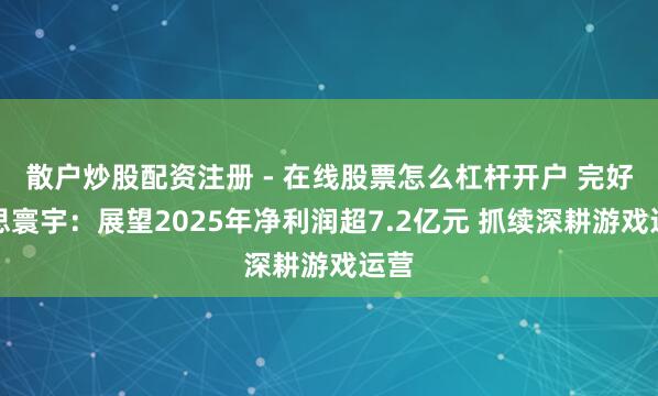 散户炒股配资注册 - 在线股票怎么杠杆开户 完好意思寰宇：展望2025年净利润超7.2亿元 抓续深耕游戏运营