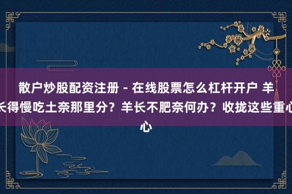 散户炒股配资注册 - 在线股票怎么杠杆开户 羊长得慢吃土奈那里分？羊长不肥奈何办？收拢这些重心